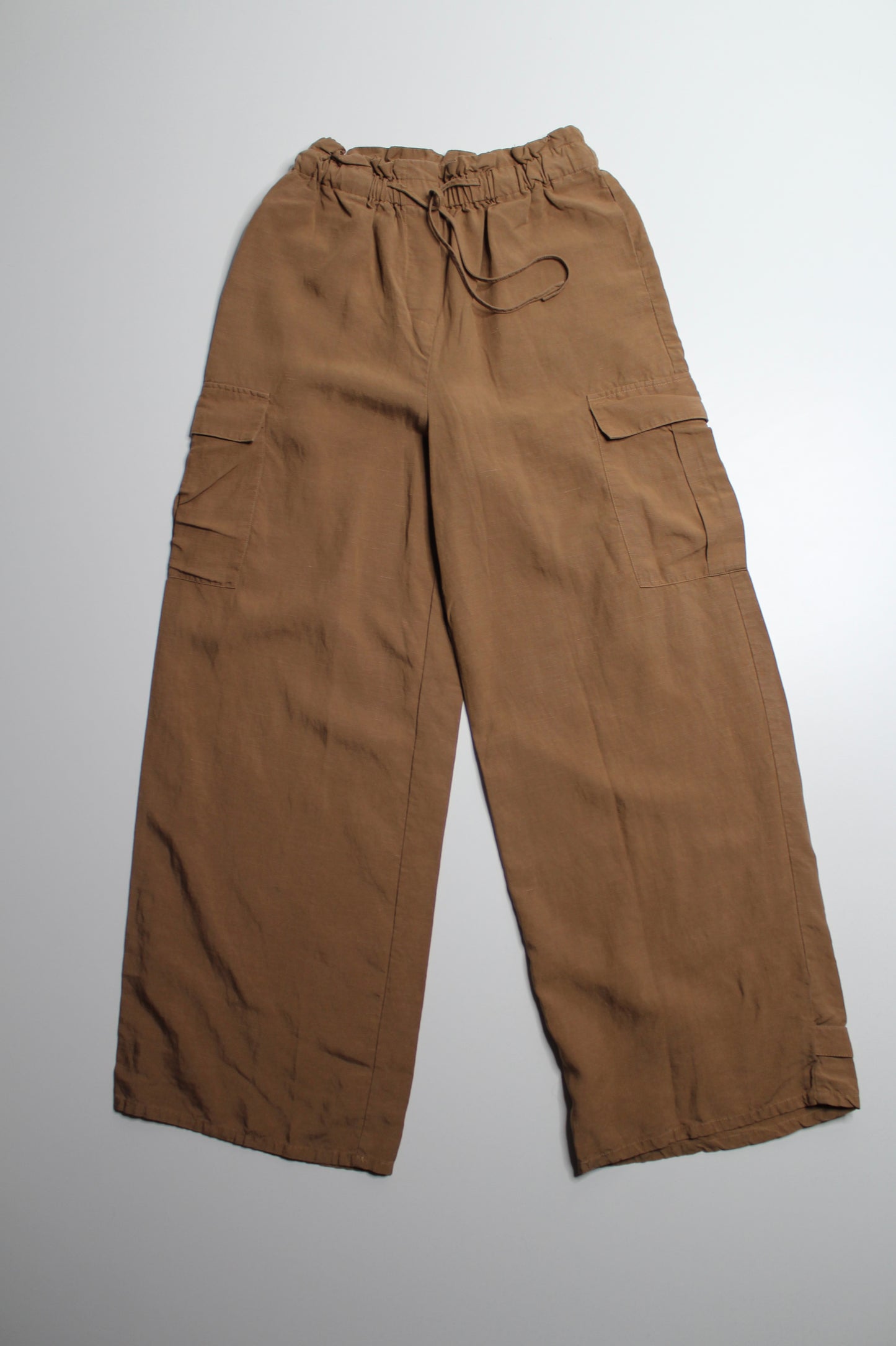 Frank And Oak brown wide leg tencel/linen pant, size 4