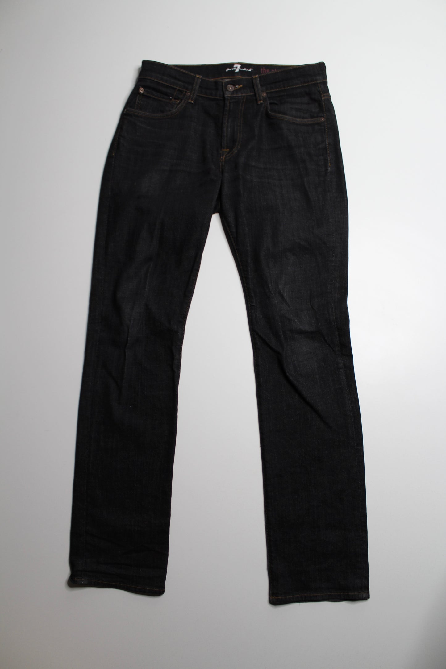 7 For All Mankind black straight leg jeans, size 32