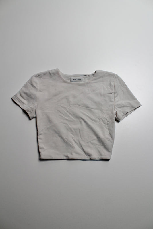 Aritzia matte pearl cropped contour crew’ short sleeve, size xs