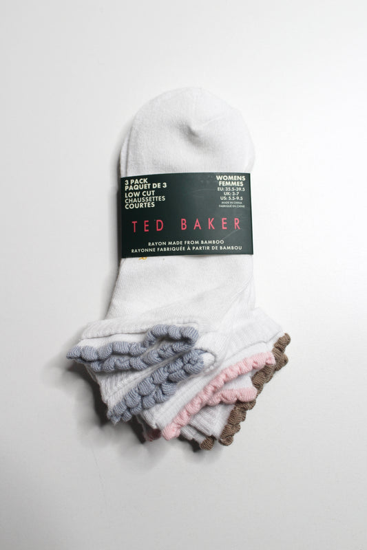 Ted Baker 3 pack double cuff ankle socks, size 5.5-9.5 *new with tags