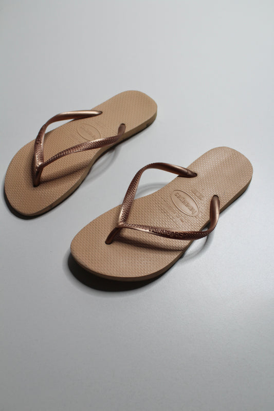 Havaianas gold sandals, size 6