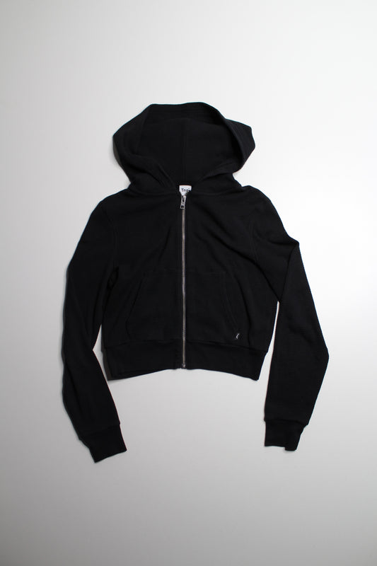 Aritzia TNA black waffle zip up hoodie, size small