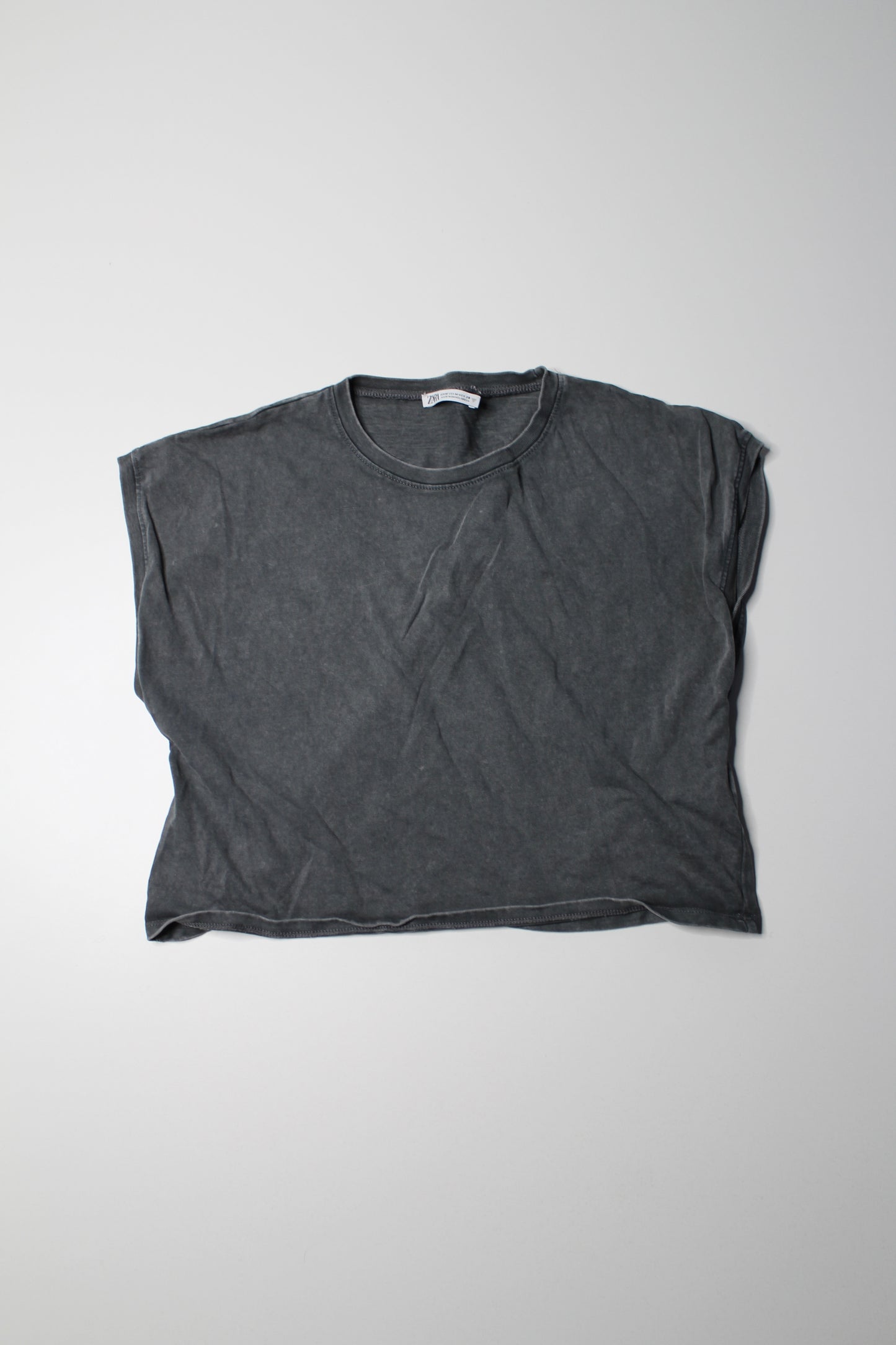 Zara grey cropped muscle tee, size medium