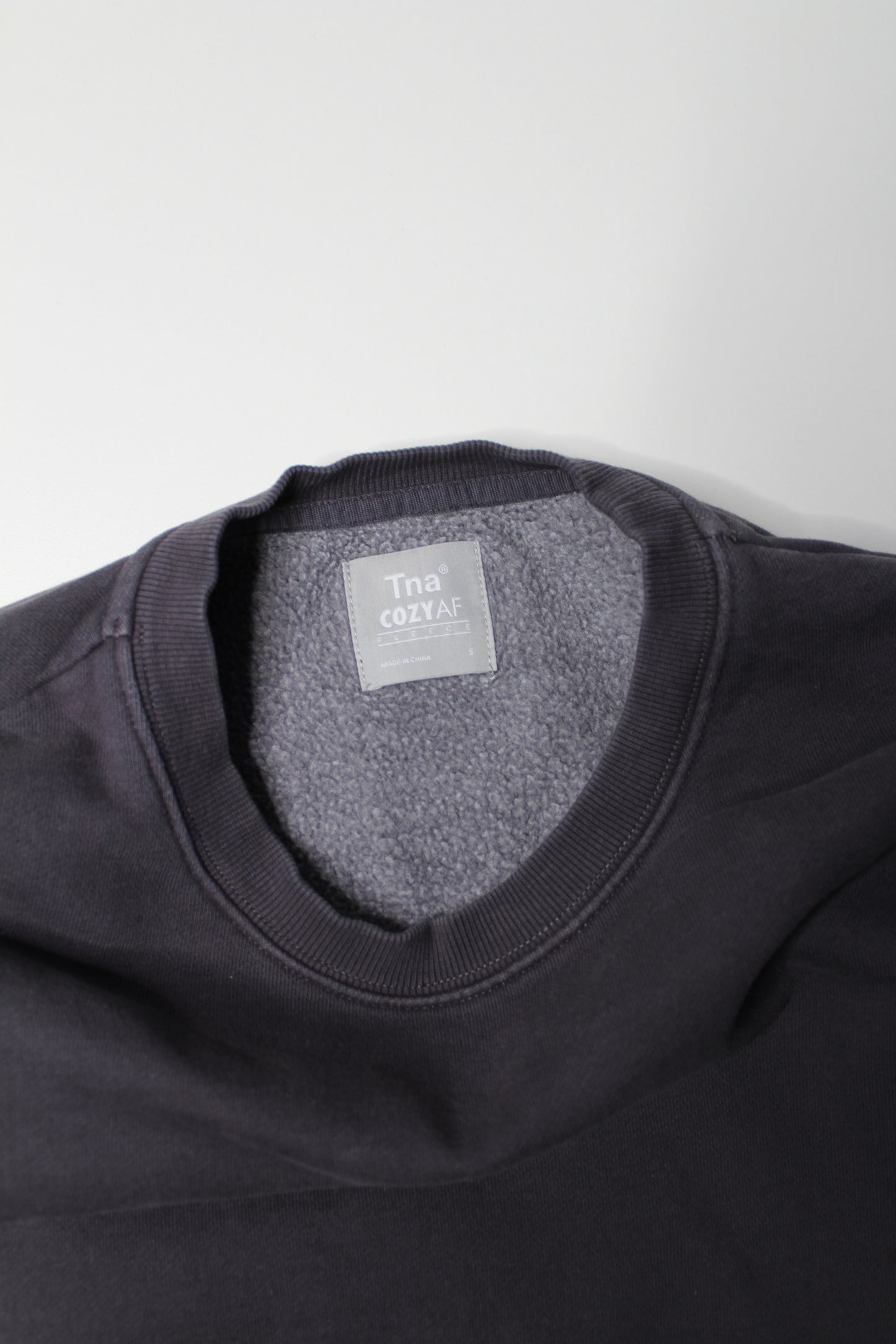 Aritzia TNA grey COZY AF fleece crew neck sweater, size small (matching jogger available )