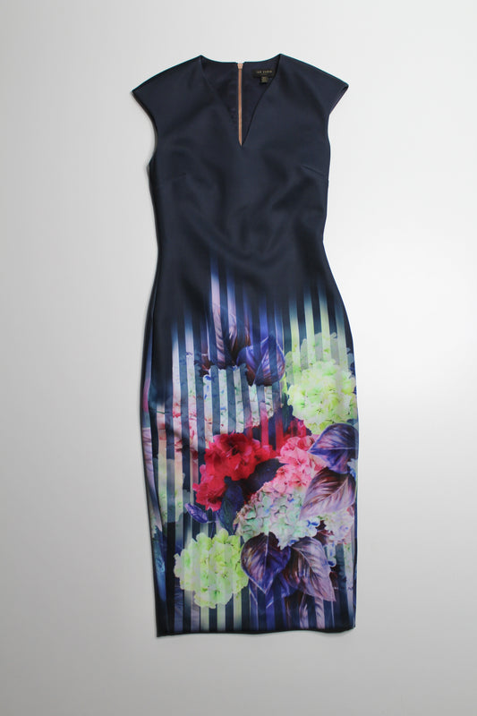 Ted Baker rimena vespera hydrangea haze midi pencil cocktail dress, size 2 (size small)