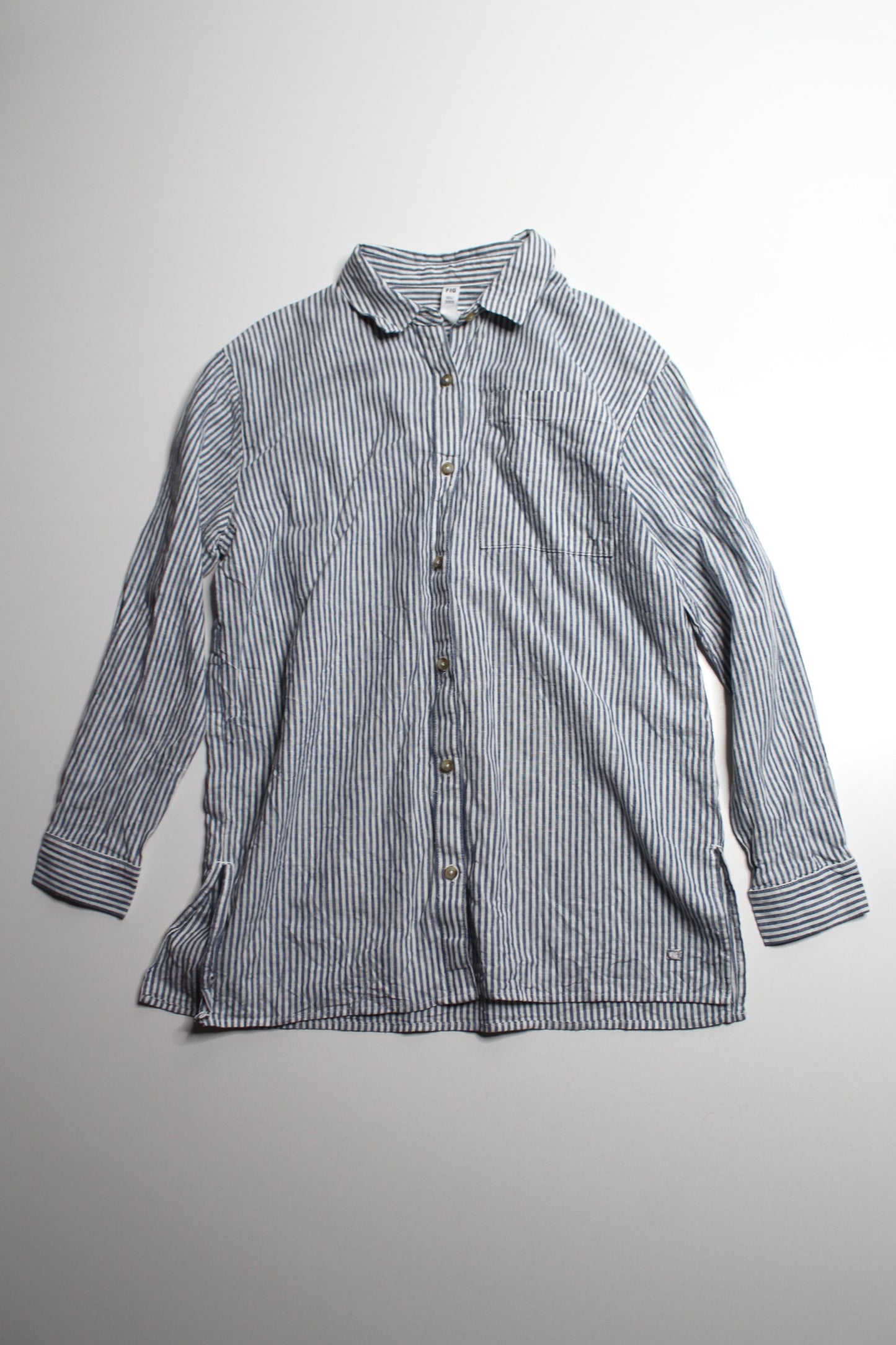 FIG striped linen ‘leidy’ button up long sleeve, size small