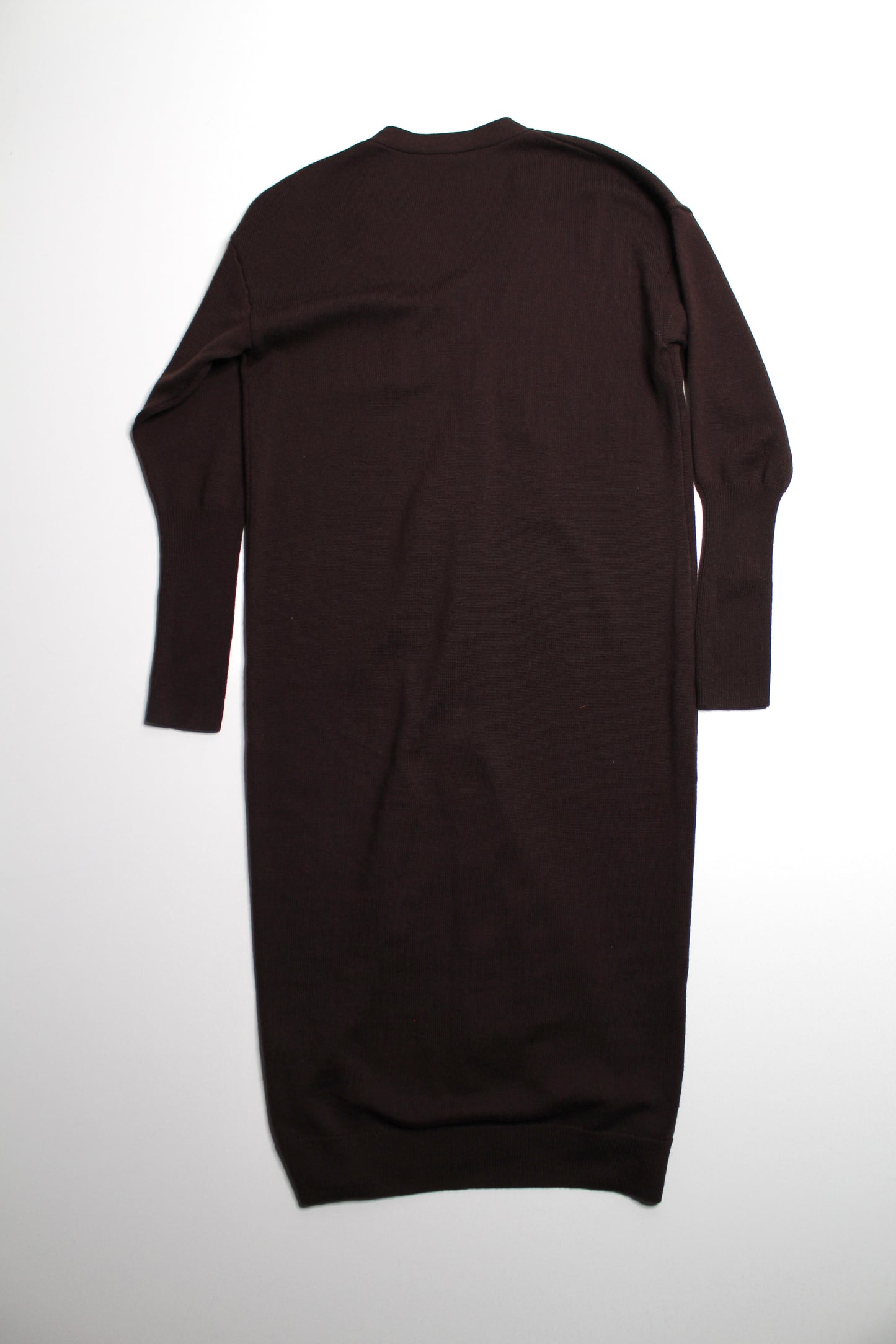 Aritzia Wilfred dark brown ‘Utopia’ cardigan sweater dress, size small