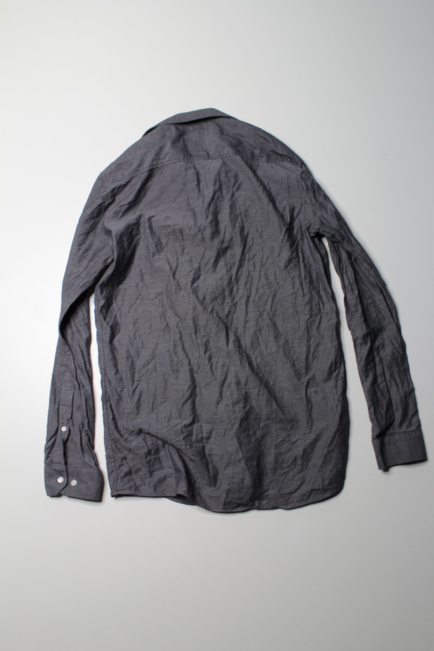 Mens Saks Fifth Avenue dark grey trim fit dress shirt, size 39 15.5 (size small/medium) (sale: was $30)