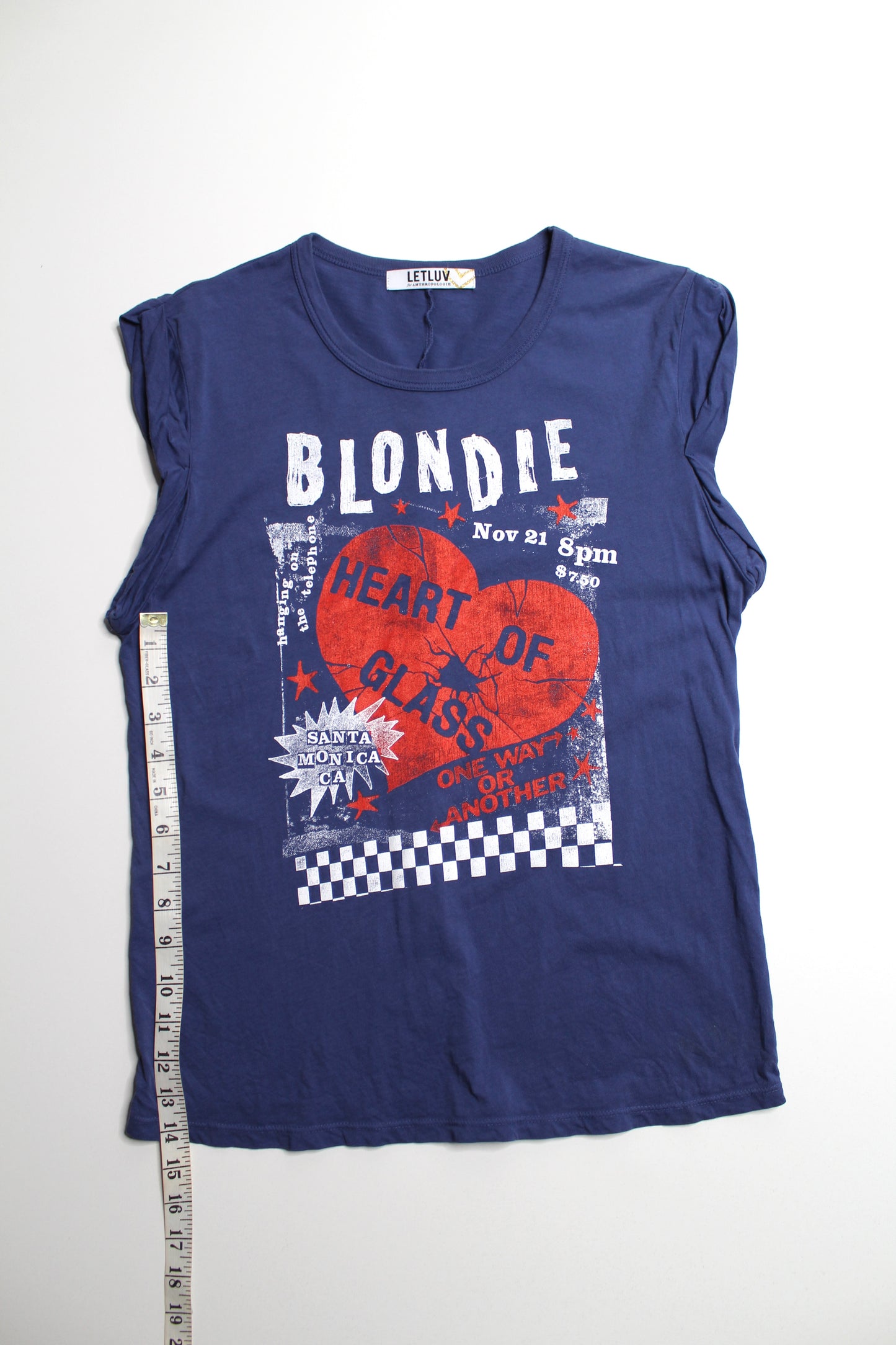Anthropologie Letluv blue ‘1978 Blondie' roll sleeve t shirt, size small (was $25)