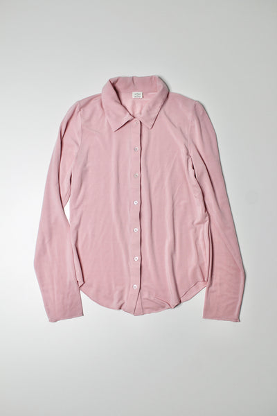 Aritzia wilfred pink ‘pose’ collared button up long sleeve, size medium