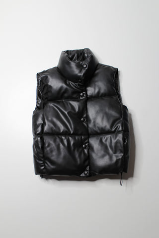 Zara black faux leather puffer vest, size xs (relaxed fit)