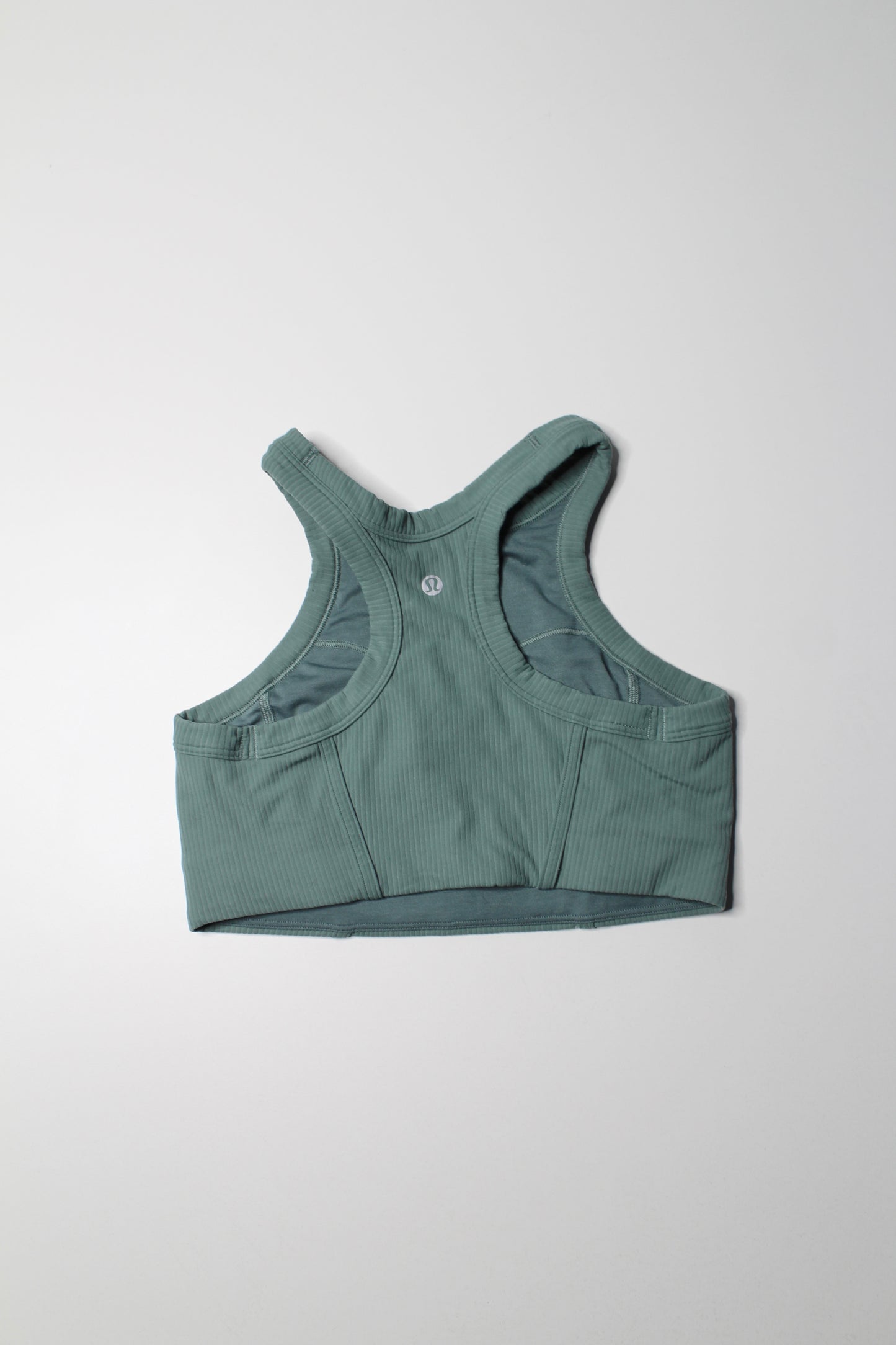 Lululemon tidewater teal ‘ribbed nulu high neck yoga’ bra, size 8