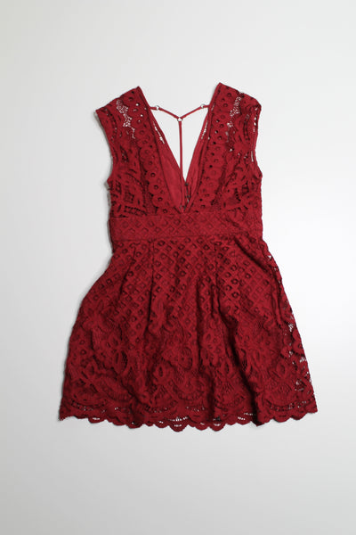 Free People ‘one million lovers’ deep red lace mini dress, size 4 (size small) price reduced: was $58)