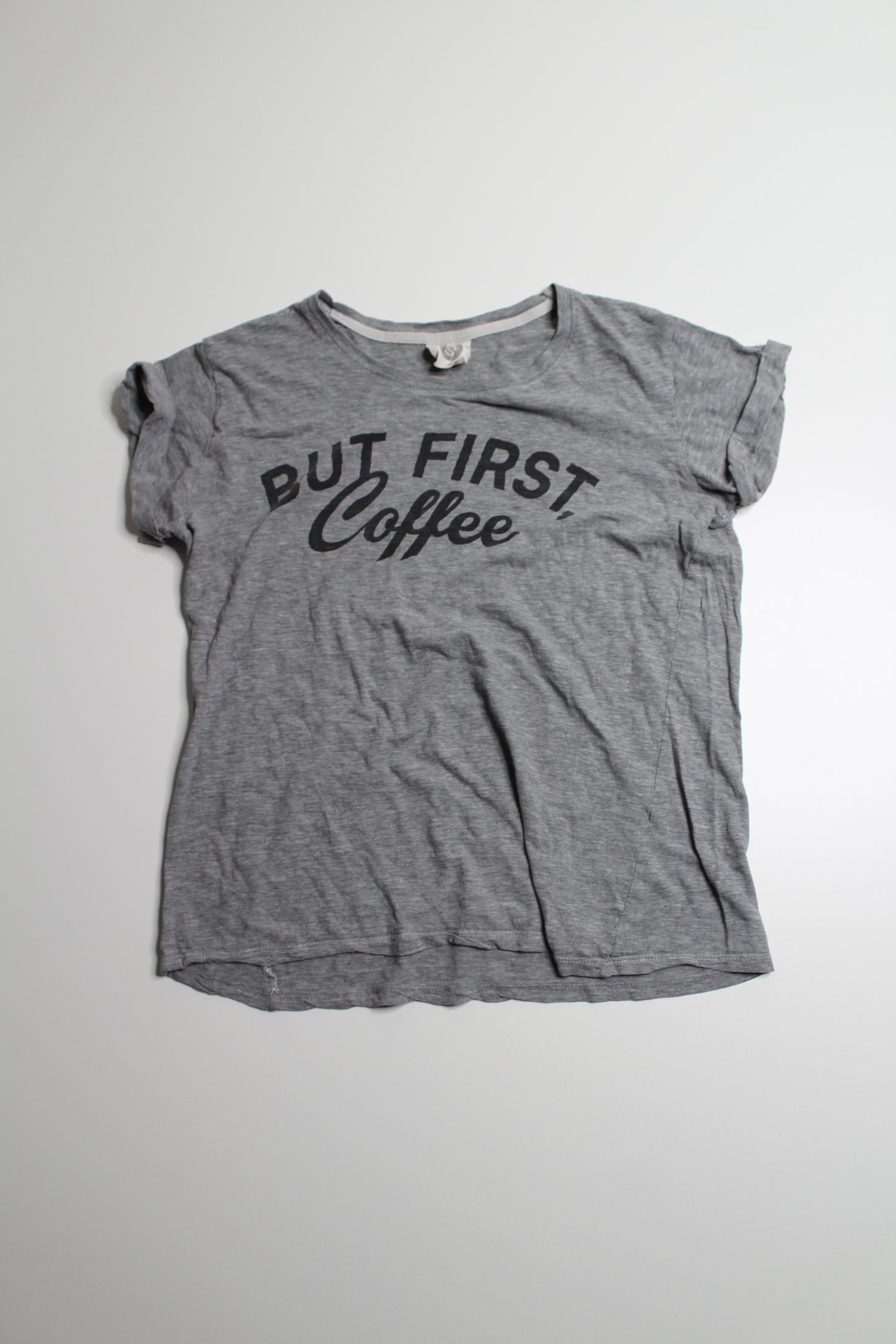 Cotton On heathered grey ‘but first coffee’ t shirt, size small (additional 50% off)