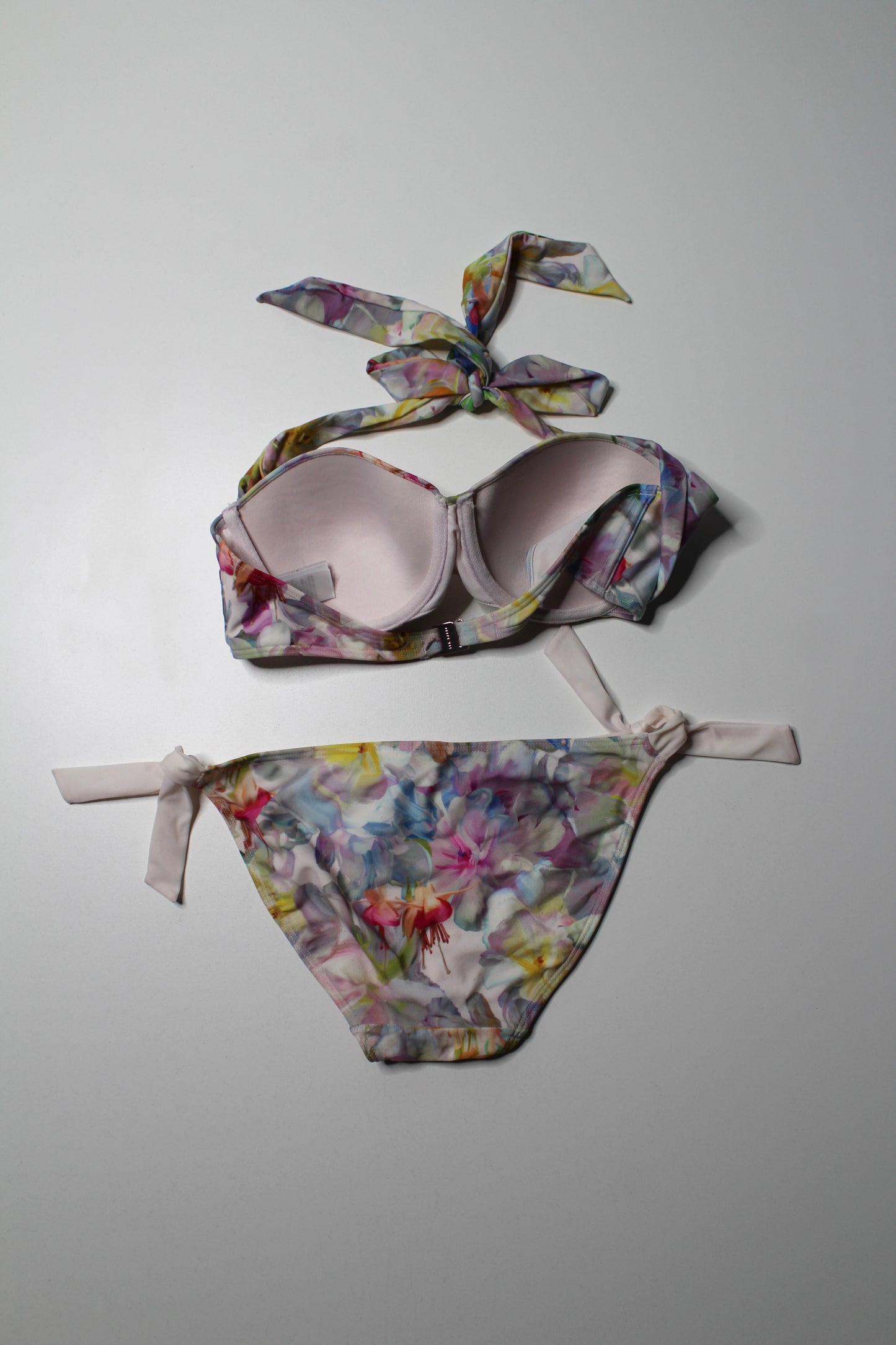 Ted Baker baby pink floral bikini, size xs/small *matching beach cover up available