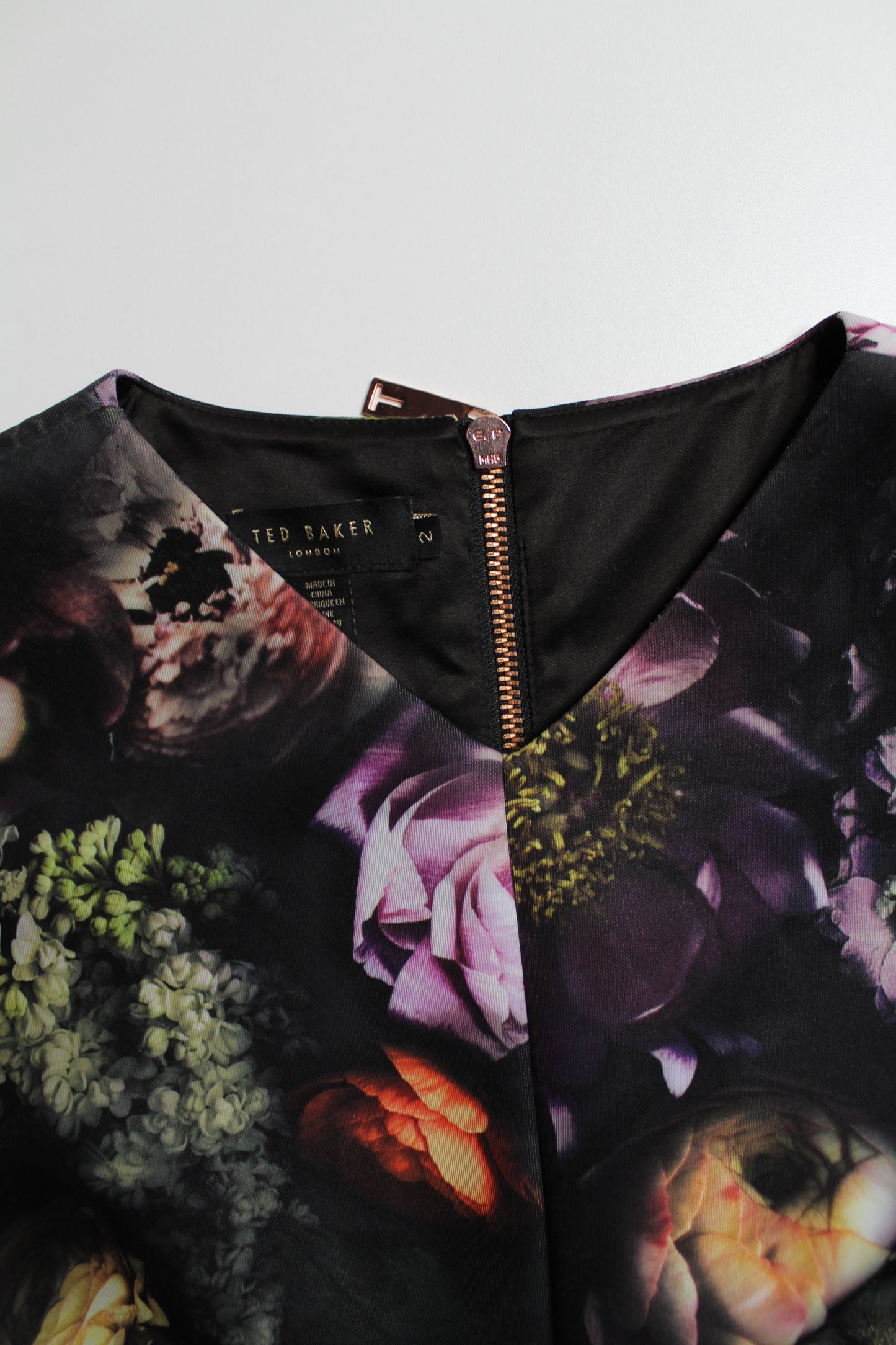 Ted Baker floral midi pencil cocktail dress, size 2 (size small)