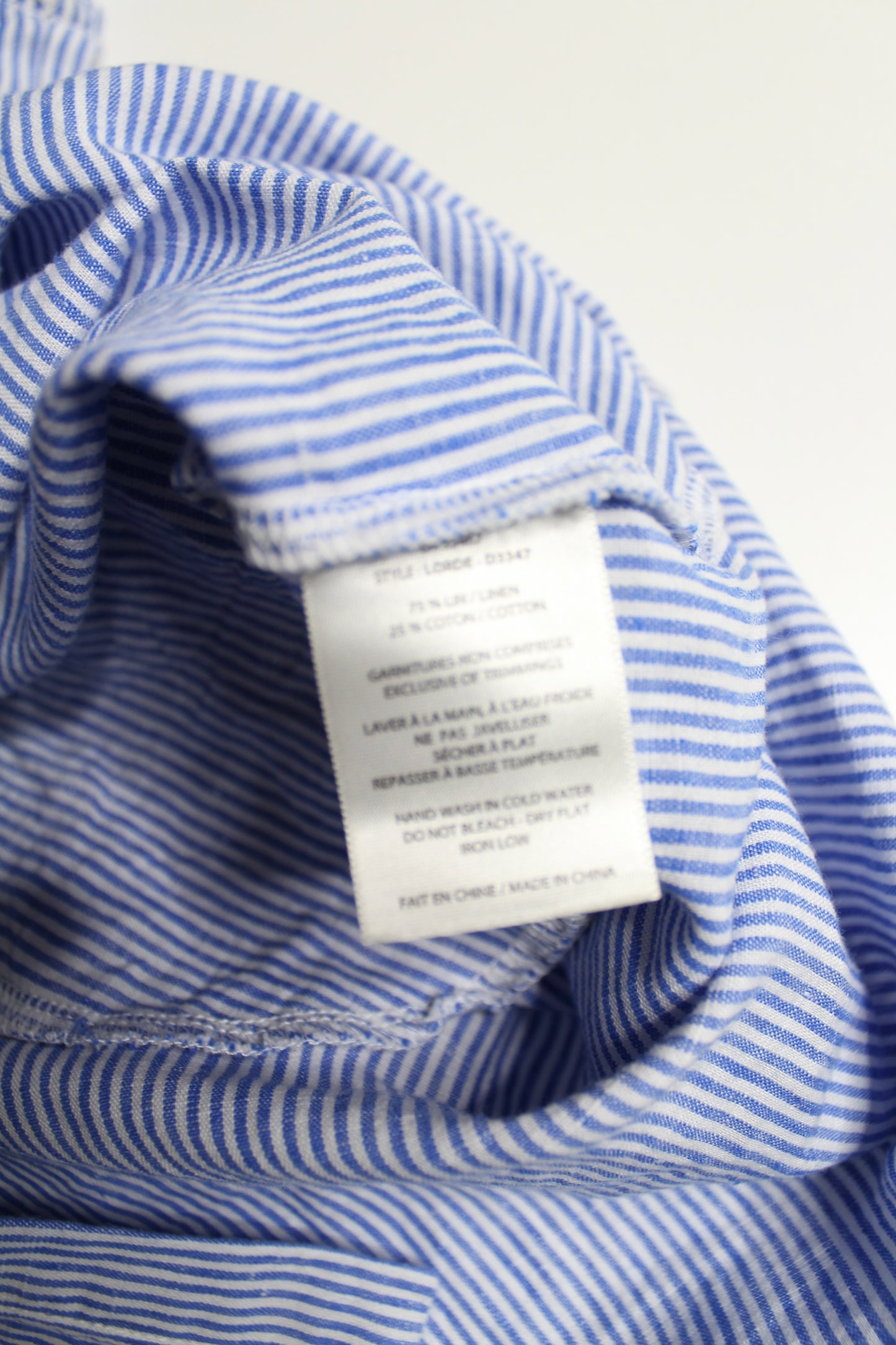 Melissa Nepton blue/white flutter sleeve striped dress, size xs