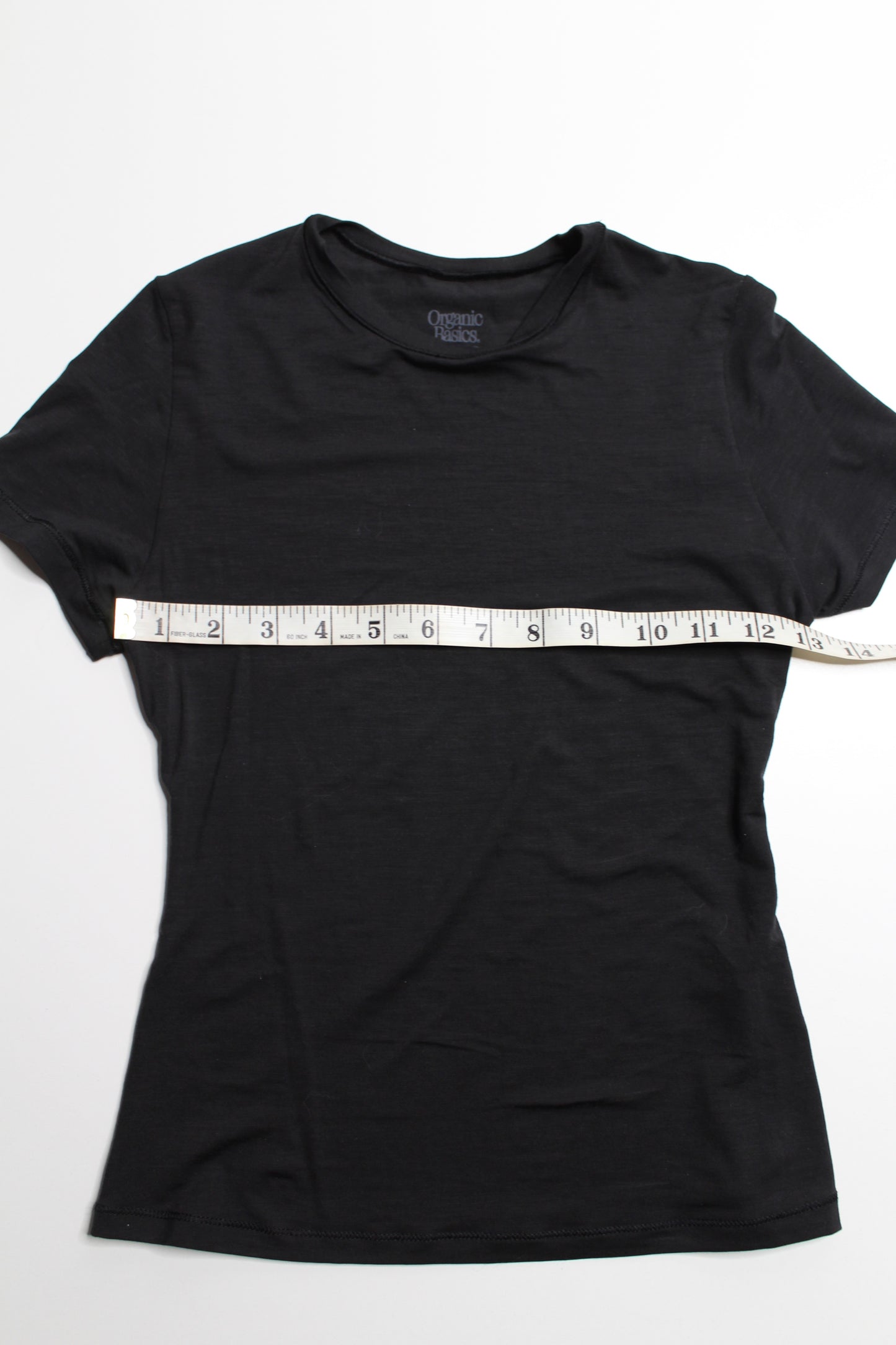Organic Basics black t shirt, size small