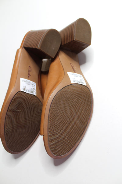 Clarks Deloria Gia tan leather block heel sandal, size 10 *new (price reduced: was $50)