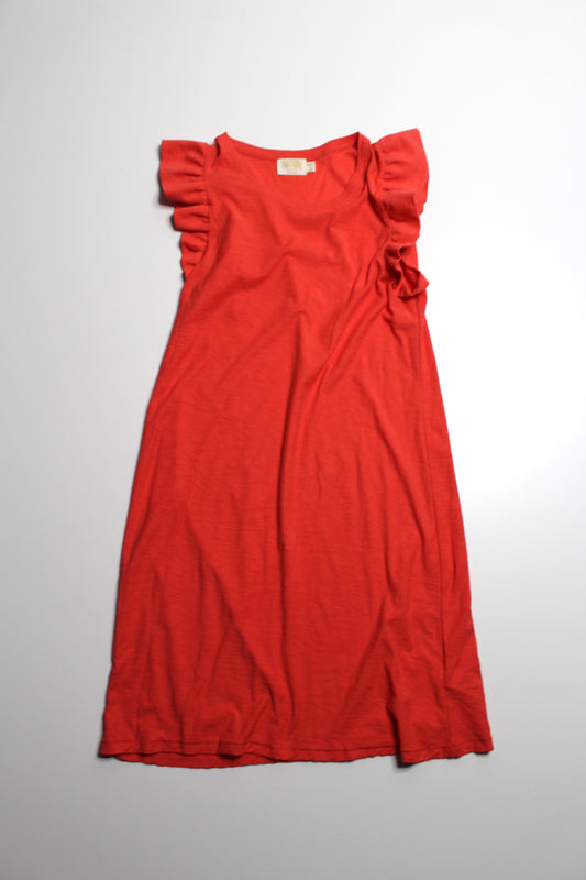 Nation deep orange ruffle t shirt dress, size medium