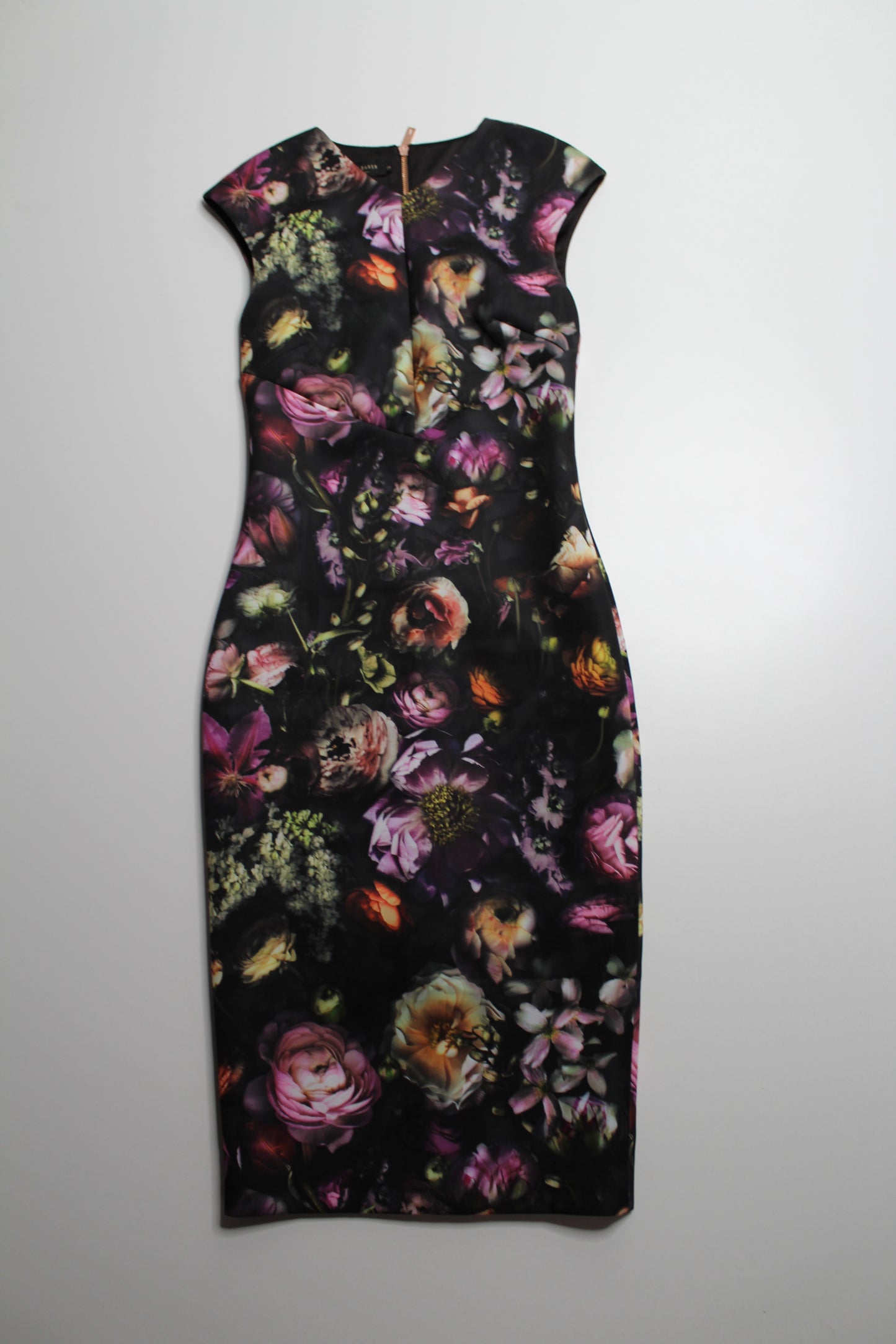 Ted Baker floral midi pencil cocktail dress, size 2 (size small)