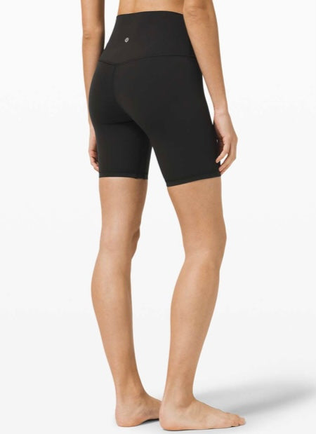 Lululemon black 'align' shorts, size 6 (8”)