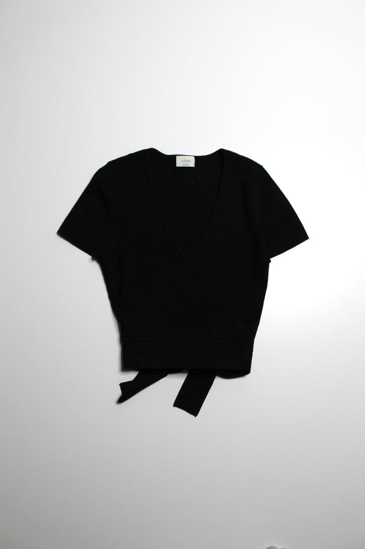 Aritzia Wilfred black ribbed tie back short sleeve, size medium