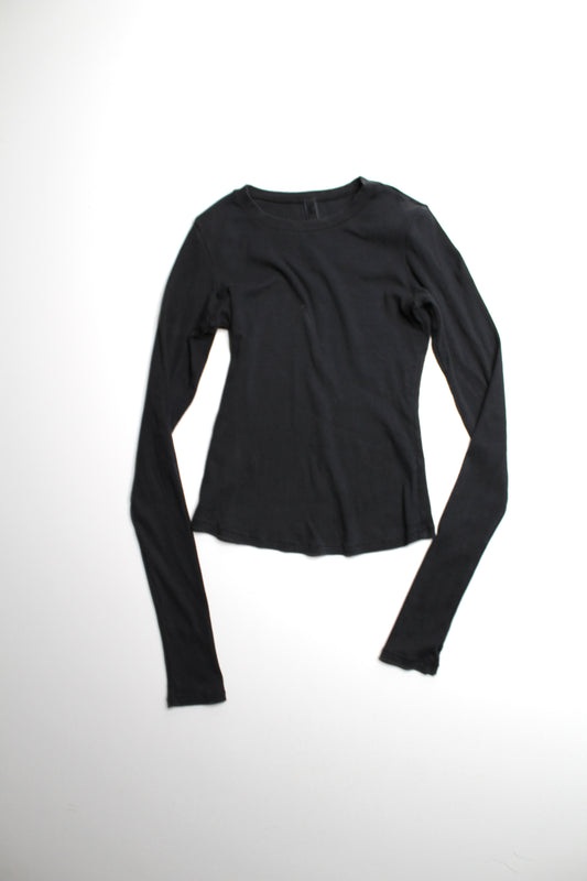Skims black ribbed long sleeve, size xs