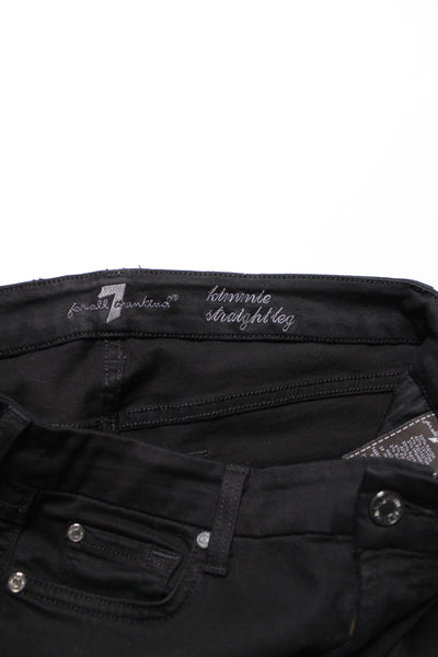 7 For All Mankind black mid rise ‘kimmie straight’ leg black denim pant, size 29 (32”)