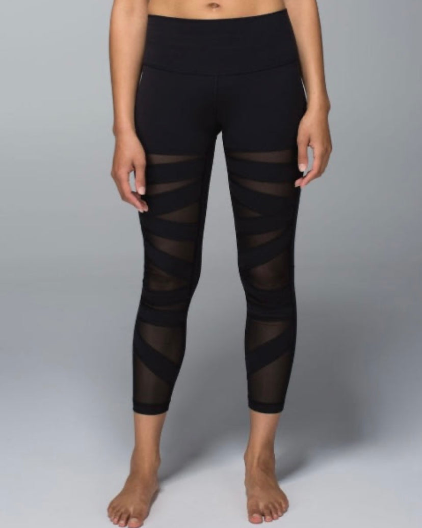 Lululemon black high times legging, size 4 (25”) *tech mesh (price reduced: was $58)