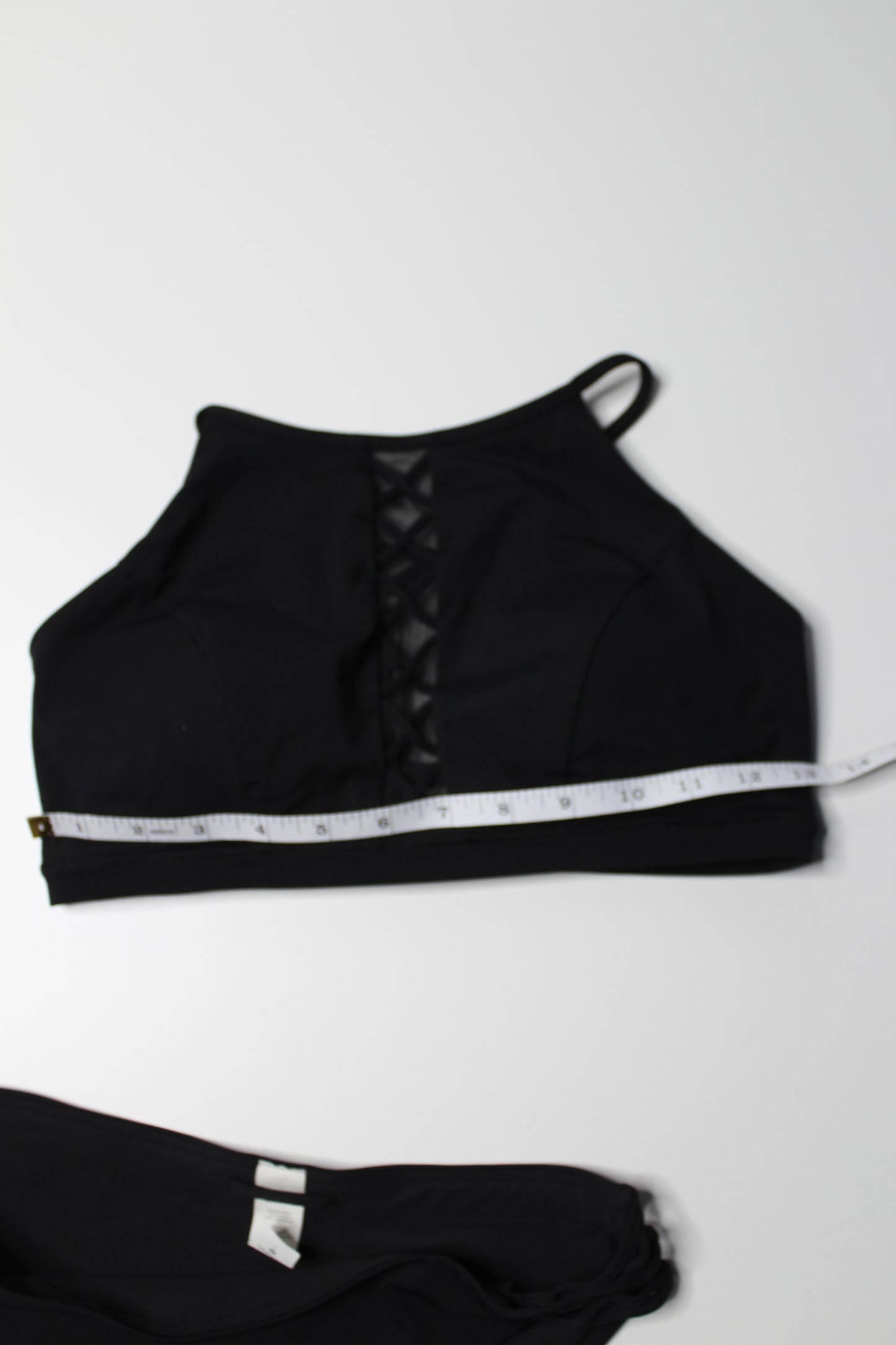 Lululemon black ‘shoreline’ bikini top, size 8 + bottom, size 6