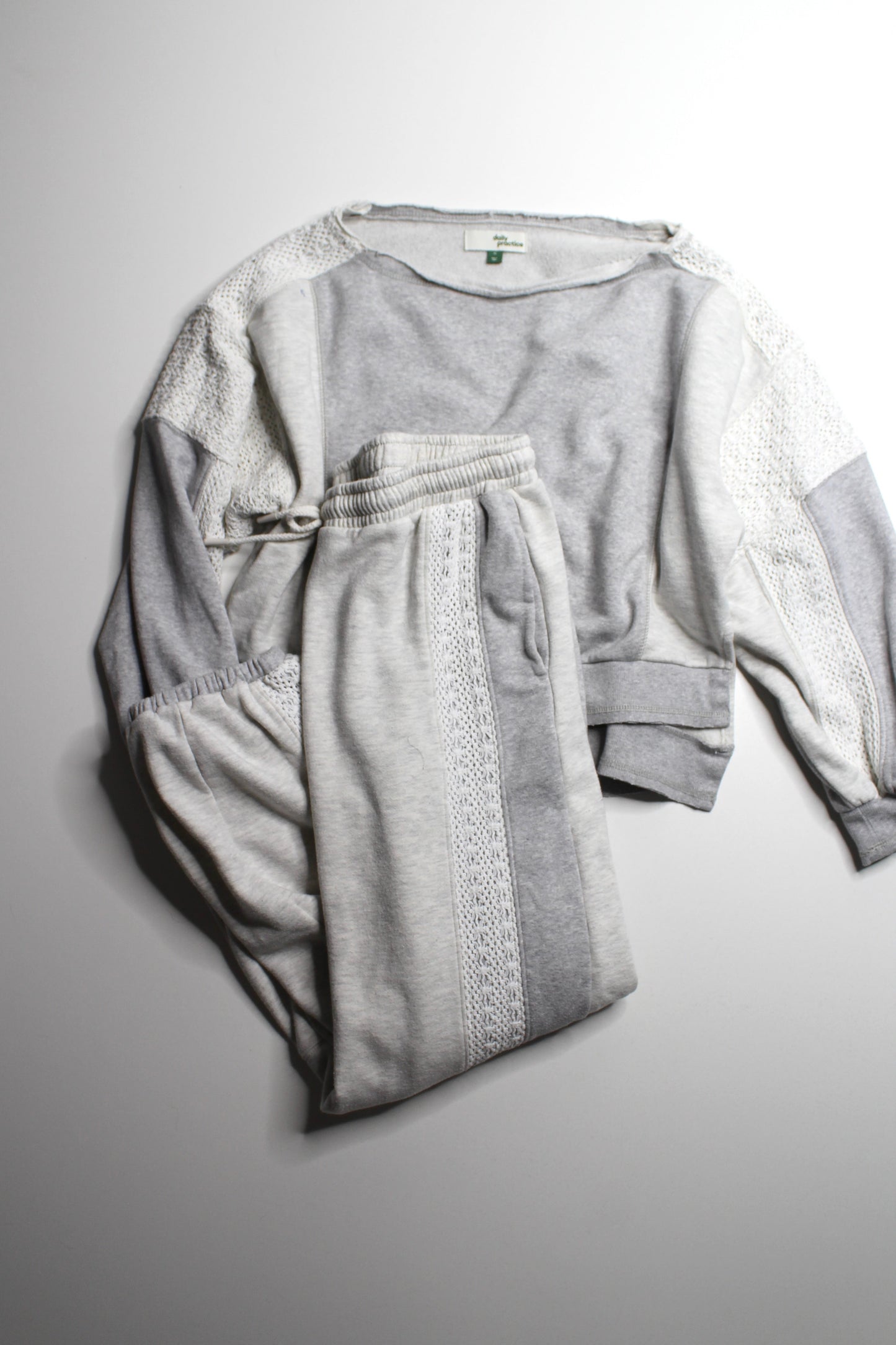 Anthropological Practice lace inset grey jogger sweatpant, size medium (oversized) *matching sweatshirt available