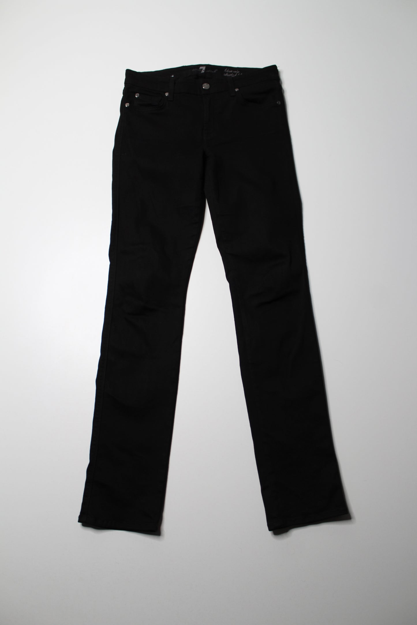 7 For All Mankind black mid rise ‘kimmie straight’ leg black denim pant, size 29 (32”)  (additional 20% off)