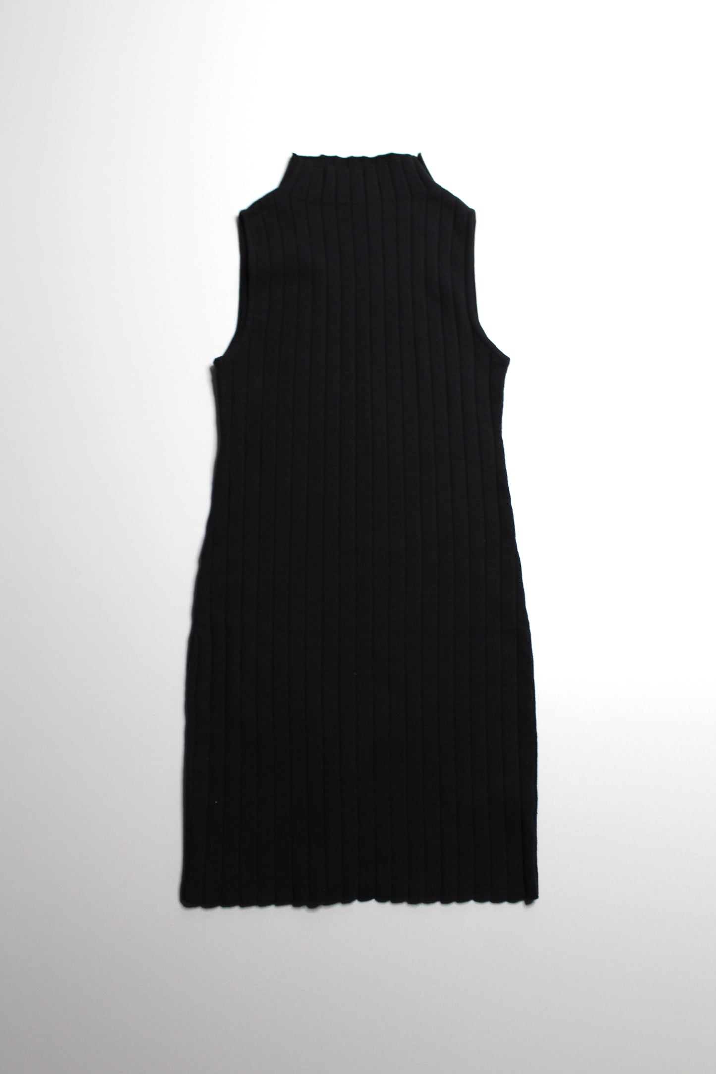 Organic Basics black soft knit ribbed mock neck mini sweater dress, size xsmall (additional 50% off at checkout)