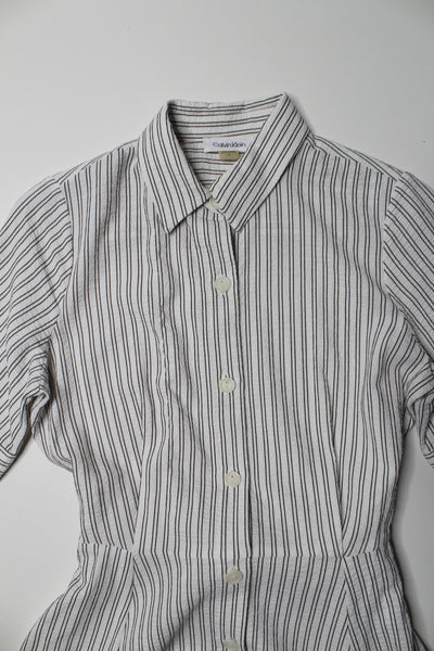 Calvin Klein striped fit and flare shirt dress, size 2