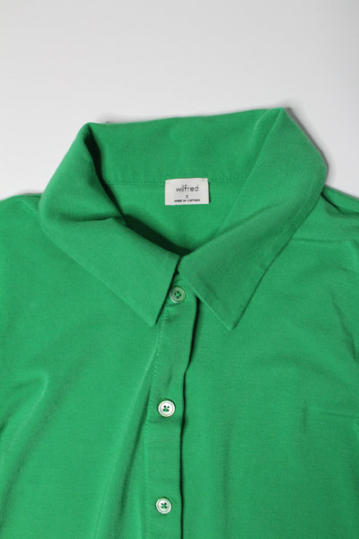 Aritzia wilfred green ‘pose’ collared button up long sleeve, size small