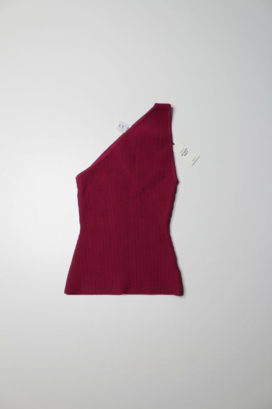 Aritzia Babaton pomp pink ‘seven’ one shoulder sculpt knit tank, size xxs *new with tags