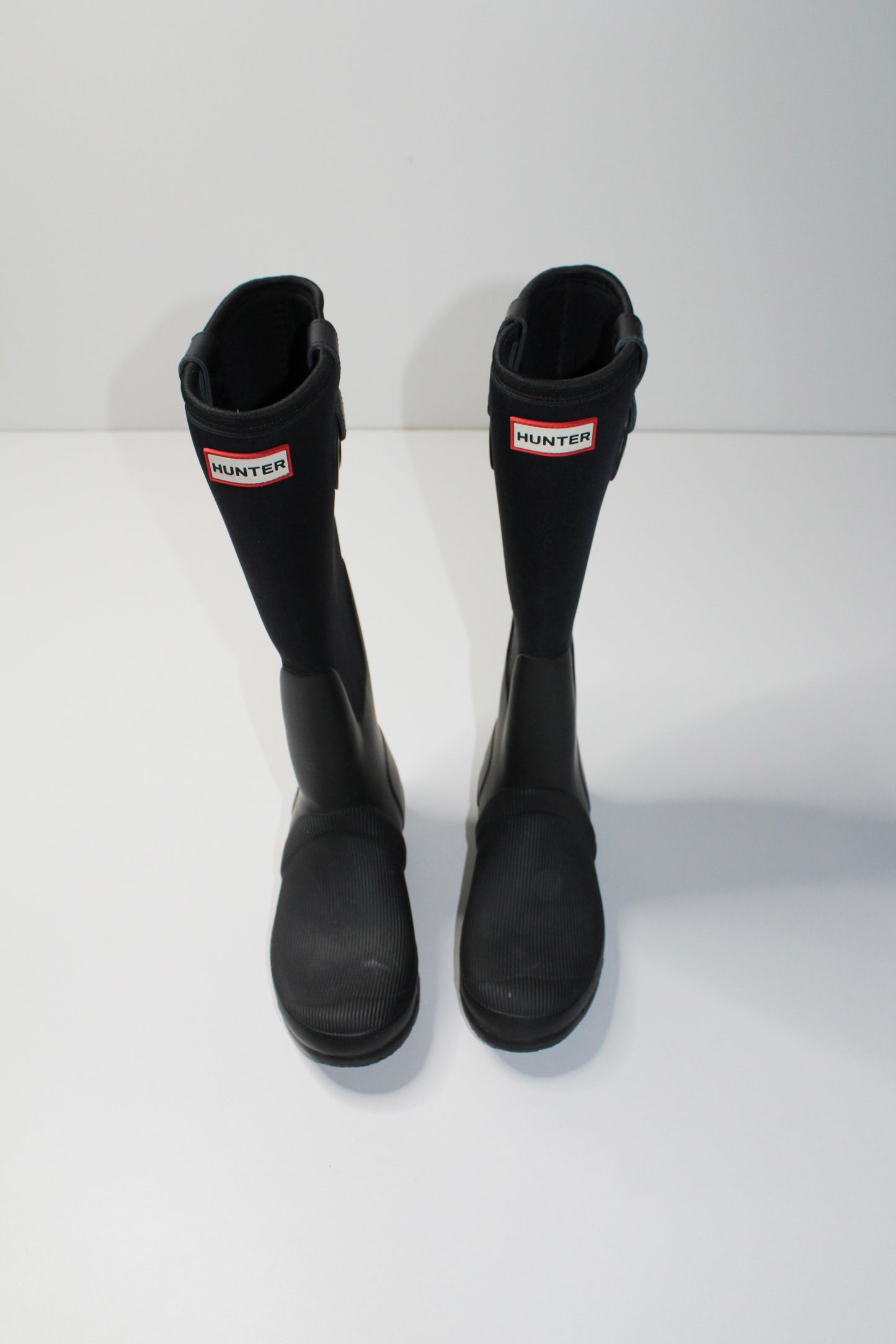 Hunter black rubber/neoprene rain boots, size 8 (EU39)