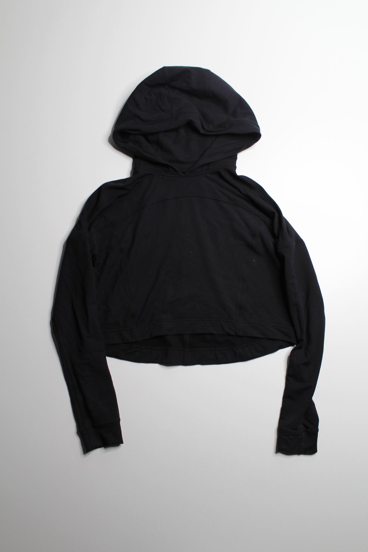 Lululemon black stretch French terry ‘ceremony’ pullover hoodie, no size. Fits like 4 (oversized fit)