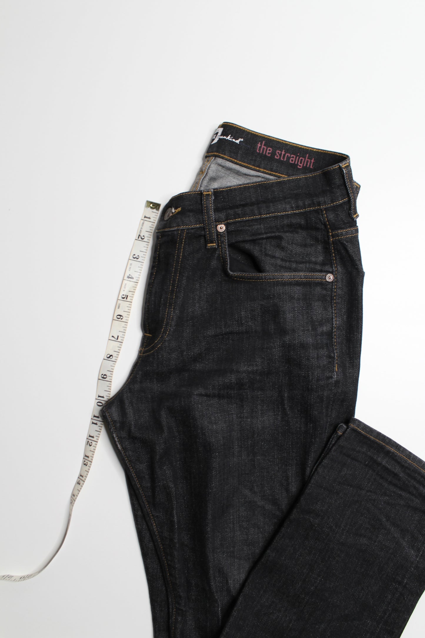 7 For All Mankind black straight leg jeans, size 32