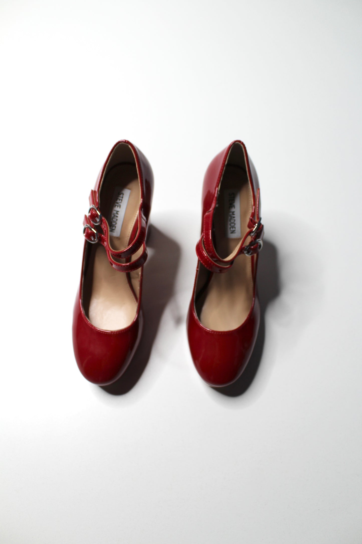 Steve Madden red ‘tiara’ Mary jane chunky platform heel, size 6.5 (was $48)