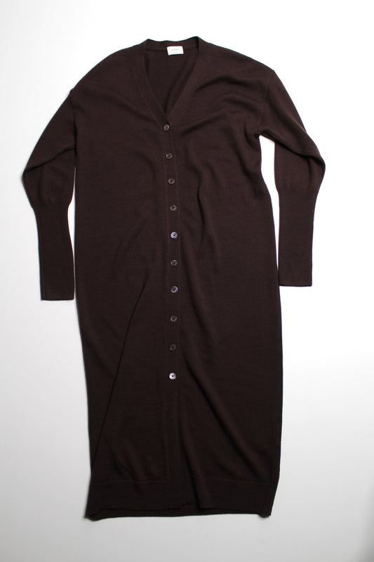 Aritzia Wilfred dark brown ‘Utopia’ cardigan sweater dress, size small
