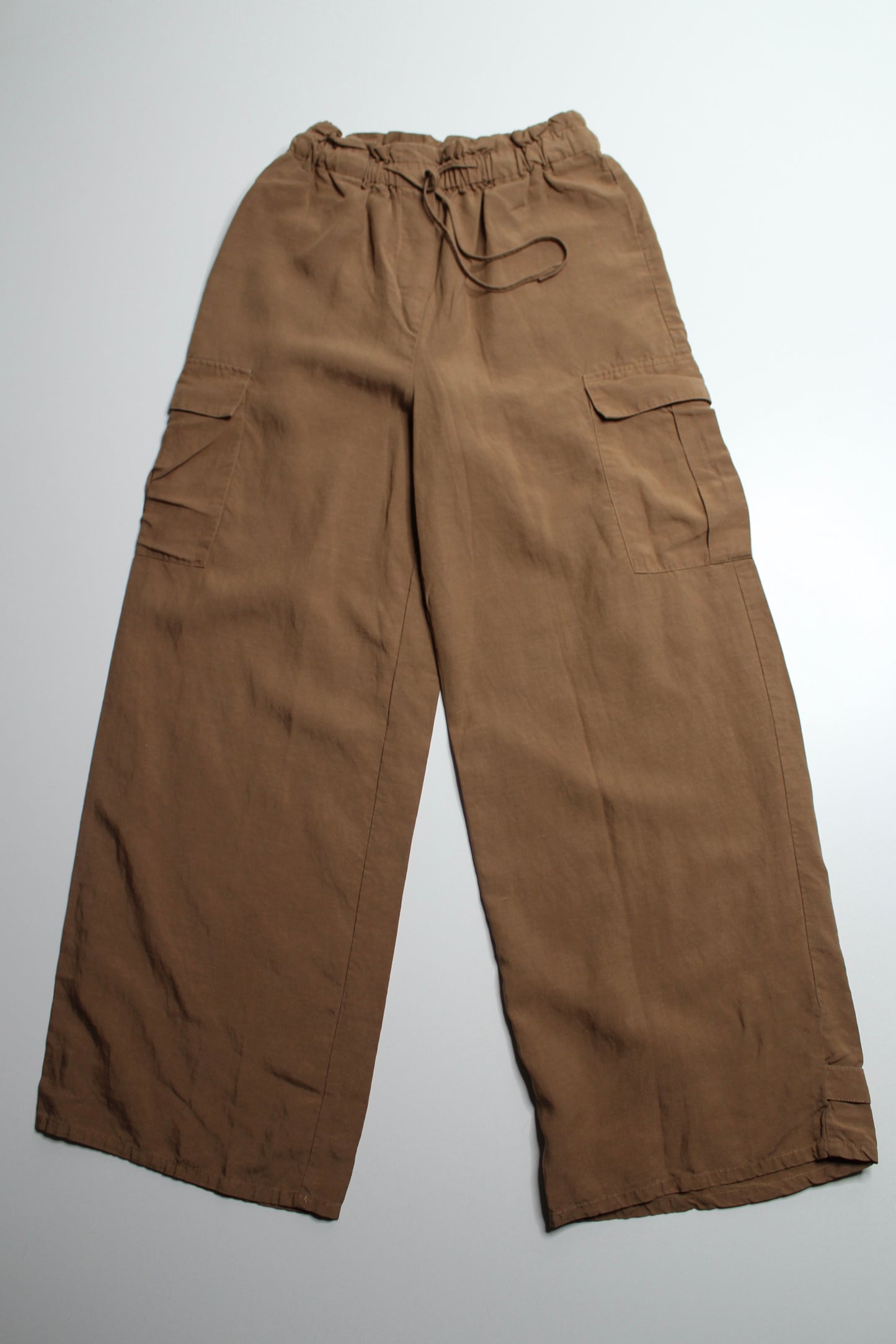 Frank And Oak brown wide leg tencel/linen pant, size 4