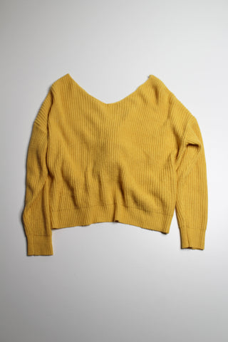 Main Strip mustard yellow twist back sweater, size large (additional 50% off)