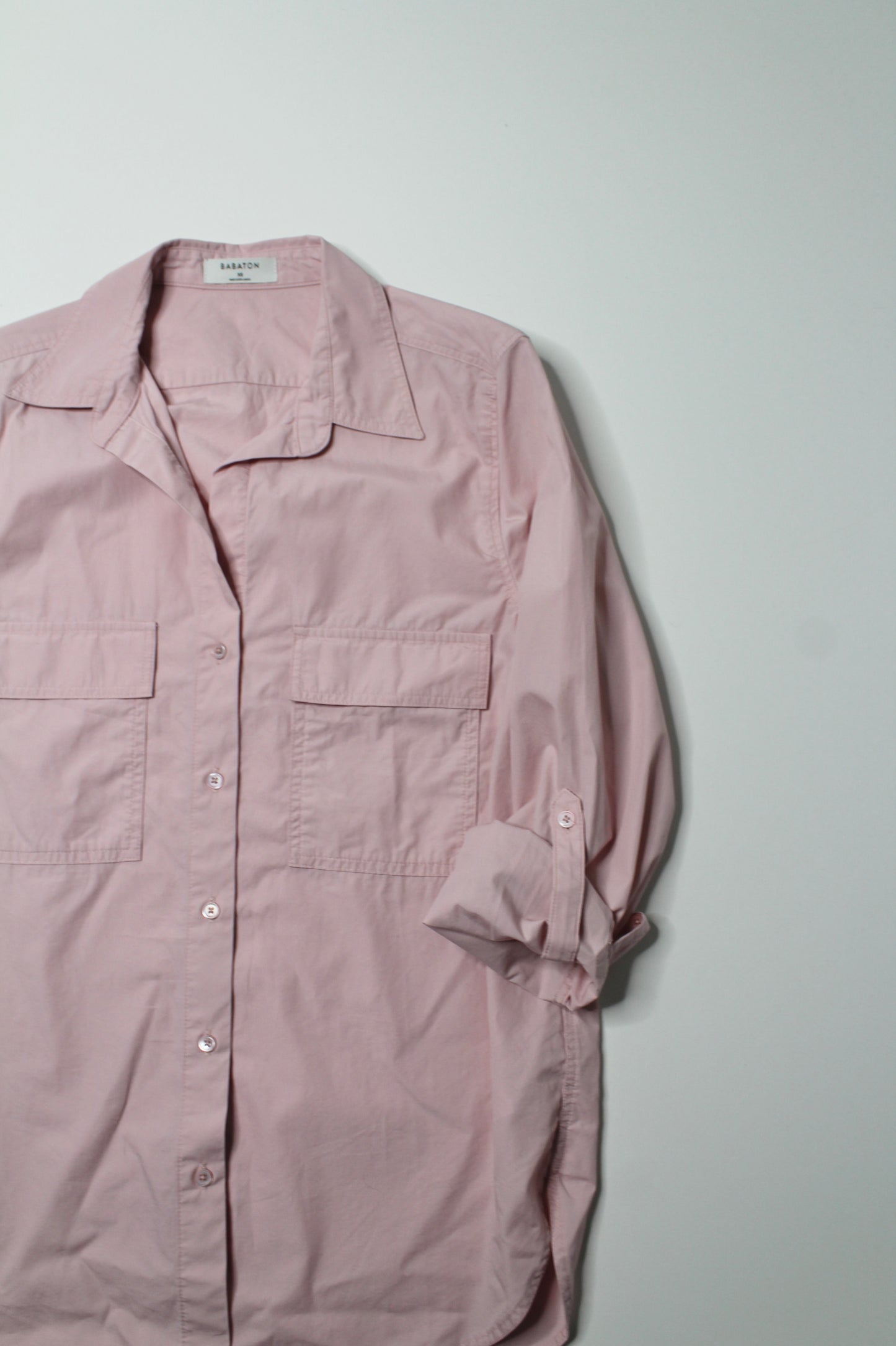 Aritzia Wilfred Free pink button up cotton blouse, size xs (loose fit)