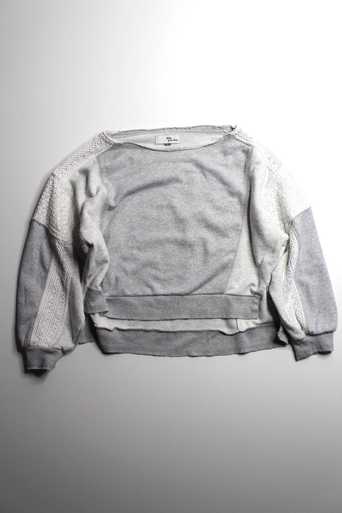 Anthropologie Daily Practice crew-neck lace panel sweatshirt, size xs (oversized) Fits up to medium *matching joggers available