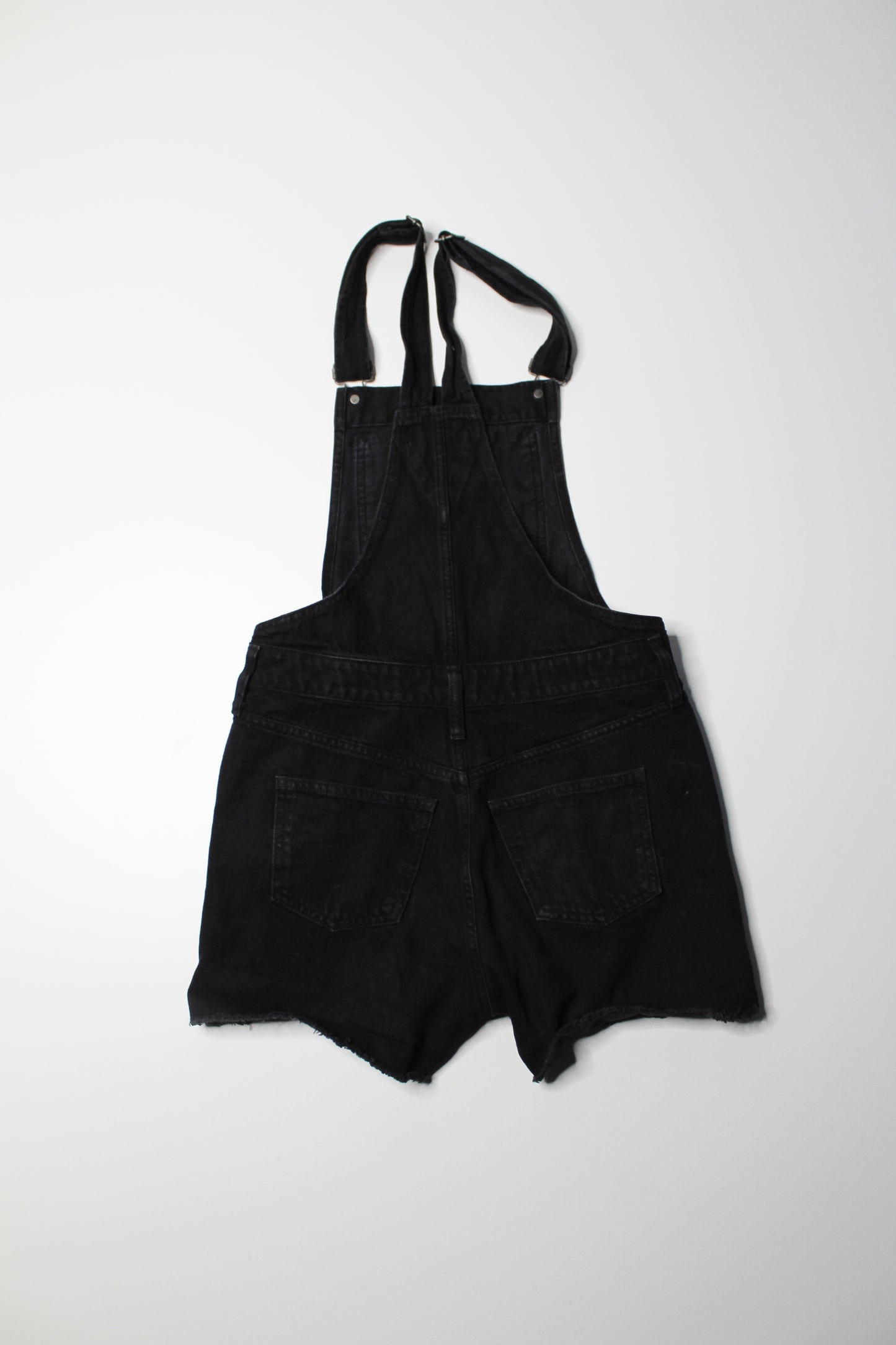 Madewell washed black shorts overalls, size xs