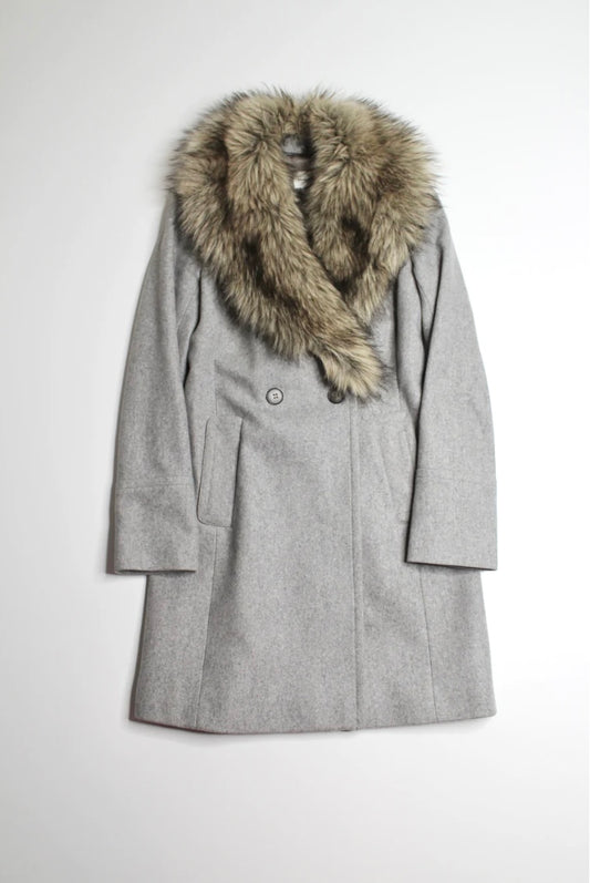 Club Monaco light grey wool coat with removable trim, size small (additional 20% off)