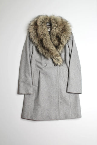 Club Monaco light grey wool coat with removable trim, size small