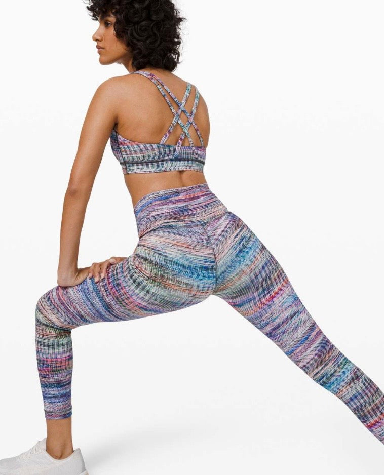 Lululemon digital oasis white multi ‘wunder train’ leggings, size 6 (25”)